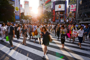 A busy street in Japan