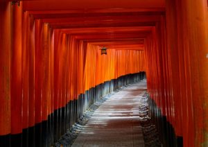 A path towards the top of Fushimi Inari Shrine in Kyoto