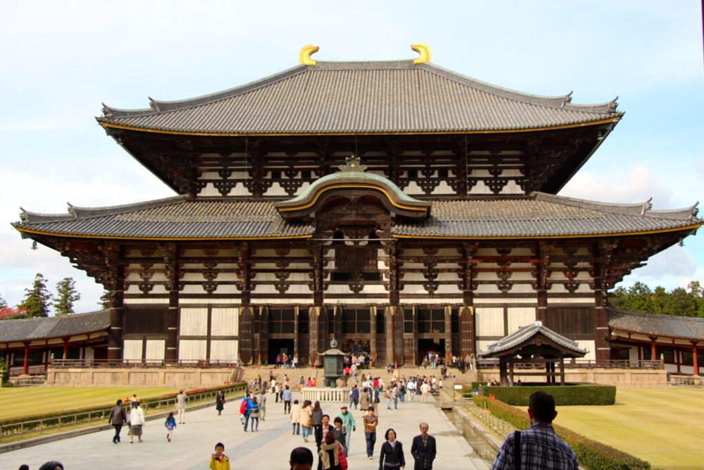 Tourists in Todai-ji Temple. Kyoto