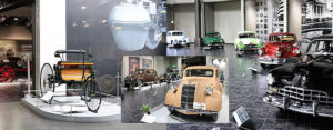 A display of cars in the Toyota Car Museum in Japan