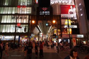 Lively street in Shinsaibashi, Osaka