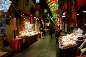 Shopping stalls in Nishiki Market