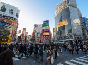 Busy street in Shibuya, Tokyo