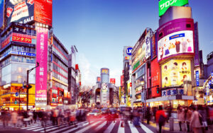 Busy street in Buzzling Tokyo