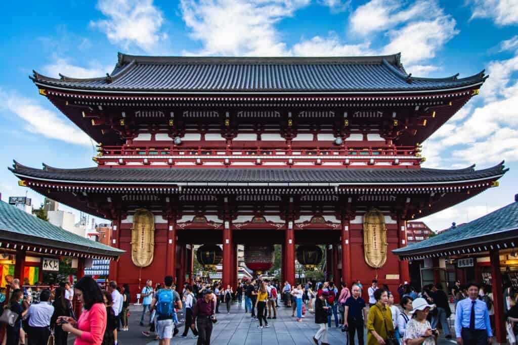 Tokyo experiences at dawn: Senso-ji in Asakusa with its main hall and pagoda before the crowds arrive