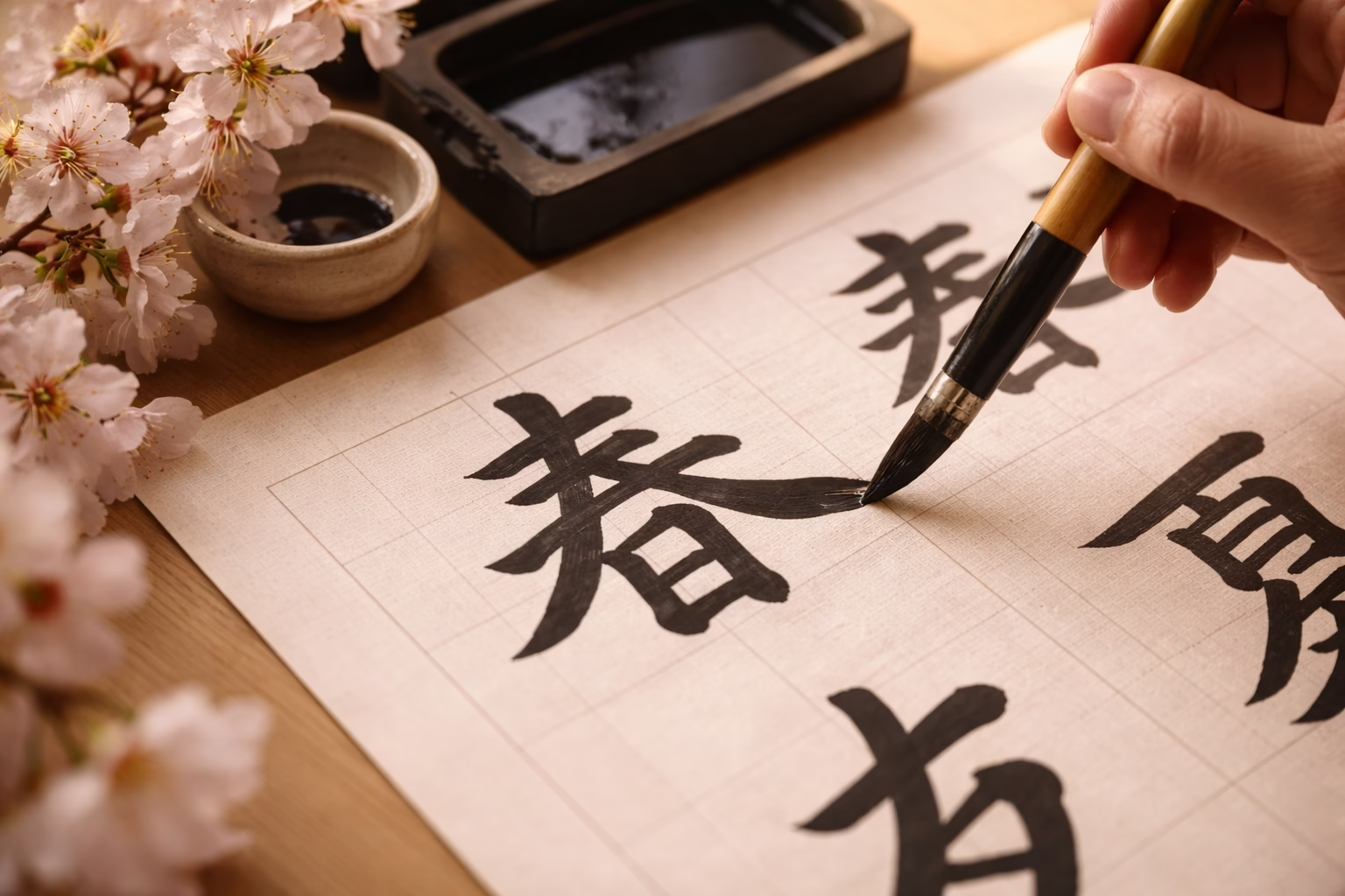 Calligraphy practice — trace 100 essential kanji with stroke-by-stroke animation