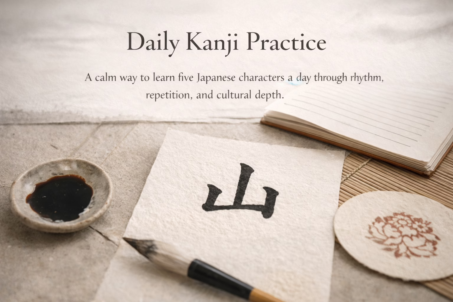 Daily Kanji Flashcards — one JLPT N5 kanji each day with stroke order and meaning