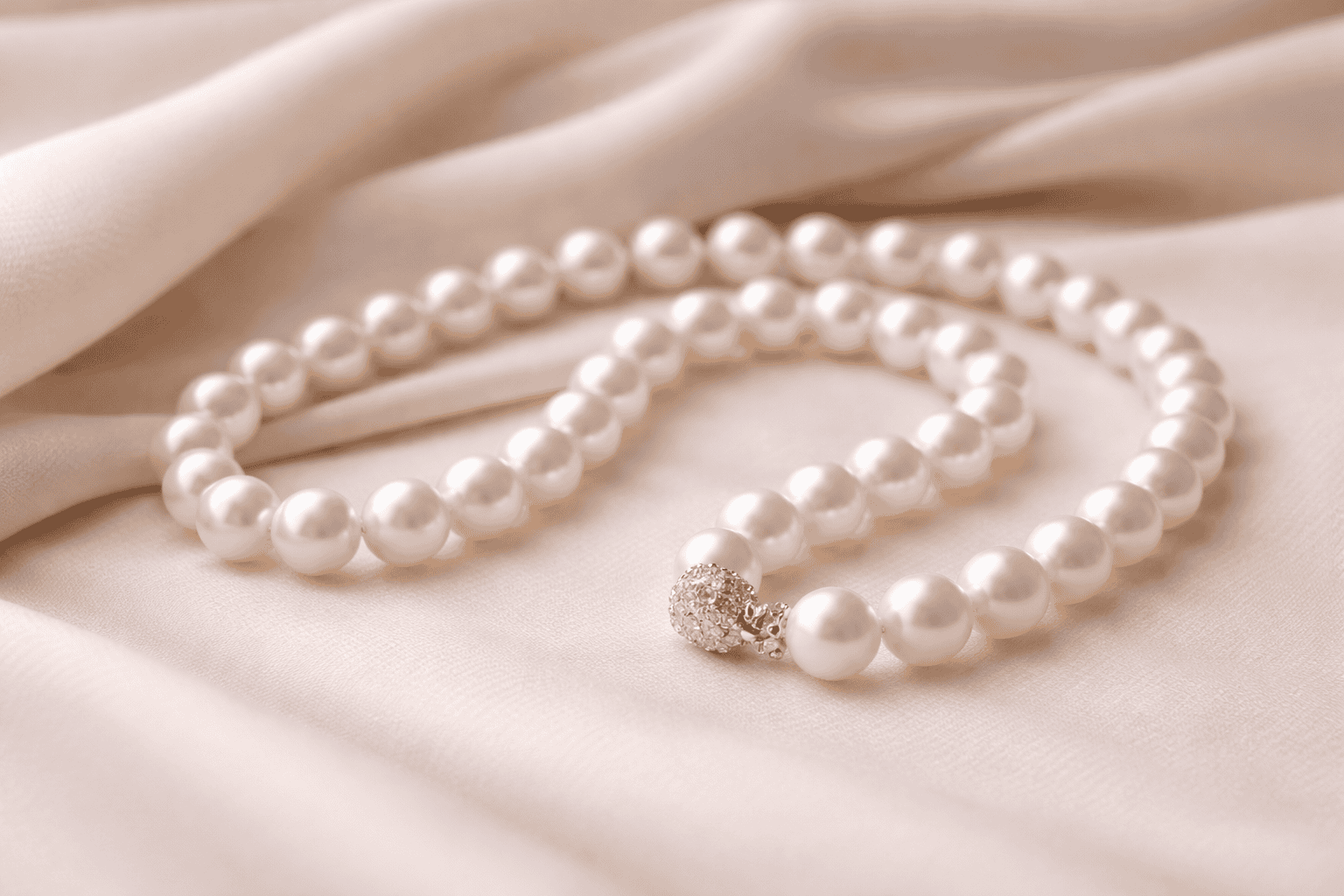 Japanese Akoya pearl necklace with a sparkling clasp