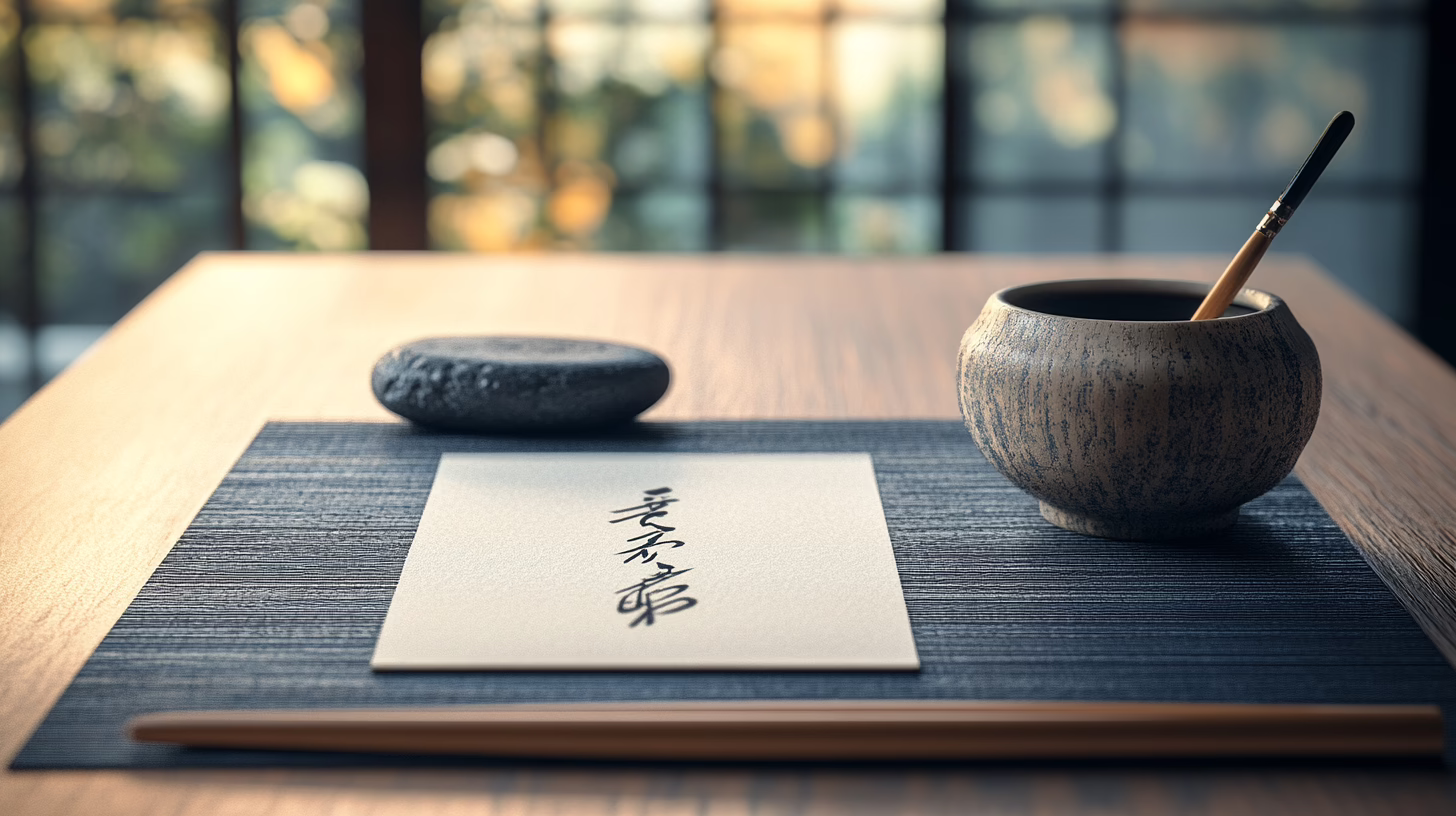 Japanese calligraphy brush and ink on washi paper