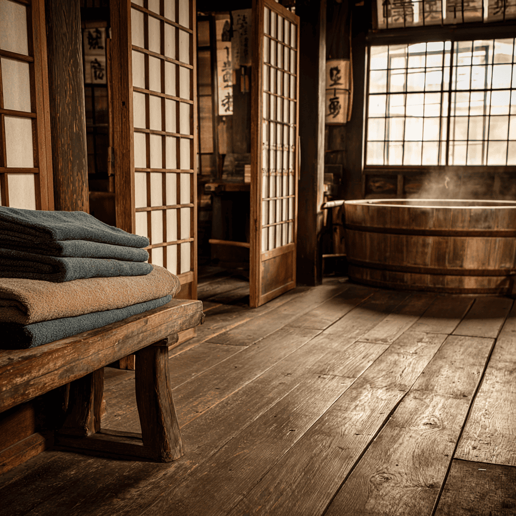 An Edo-period Tokyo bathhouse interior in the architectural style that informed Studio Ghibli