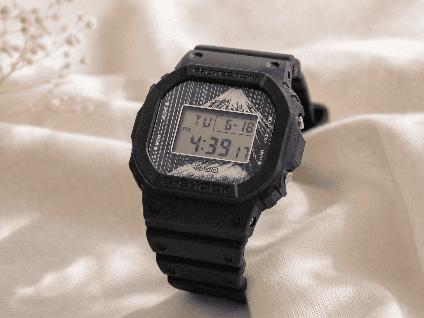 Casio G-Shock Hokusai limited edition watch with ukiyo-e Mount Fuji design dial