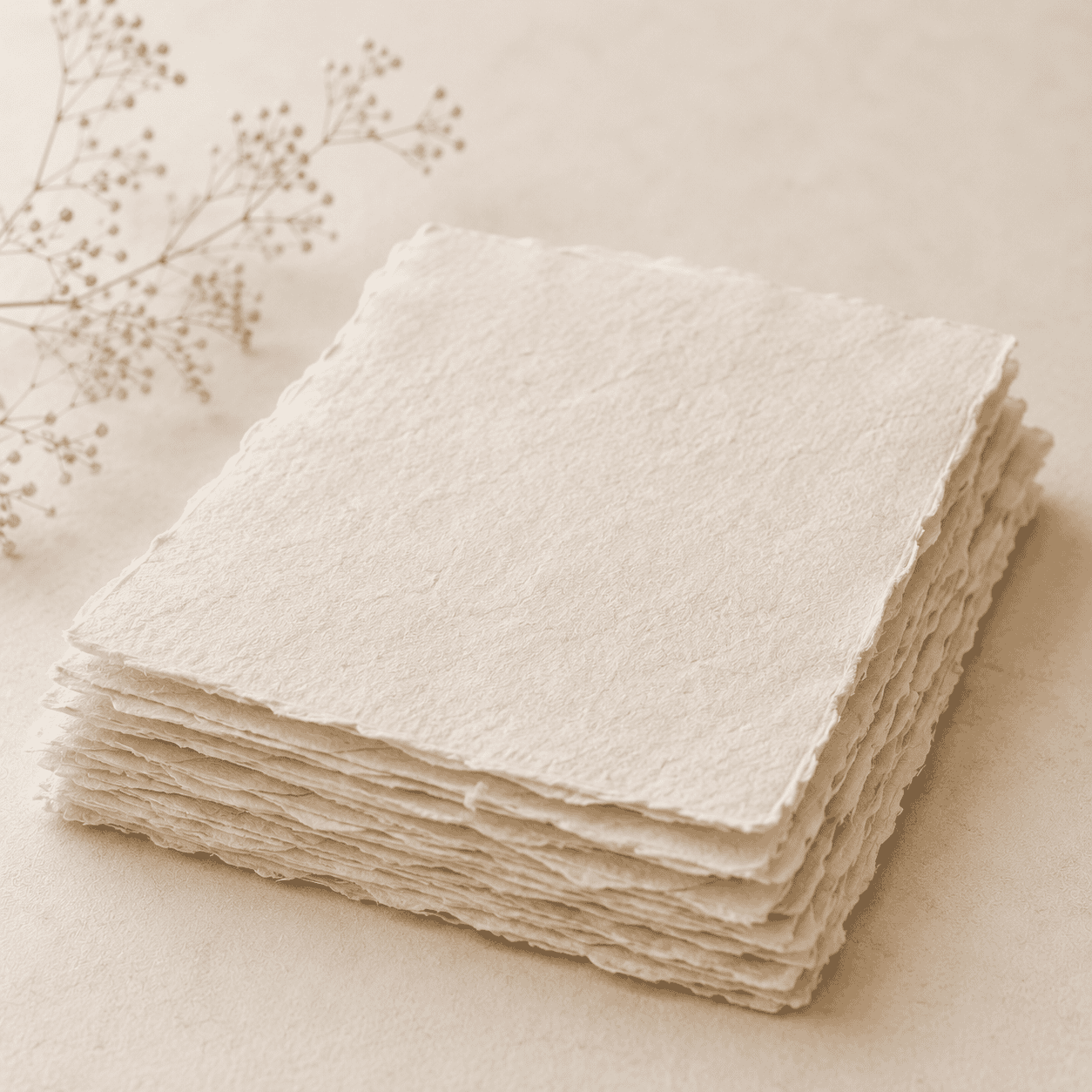 Sheets of handmade Japanese paper with a textured surface