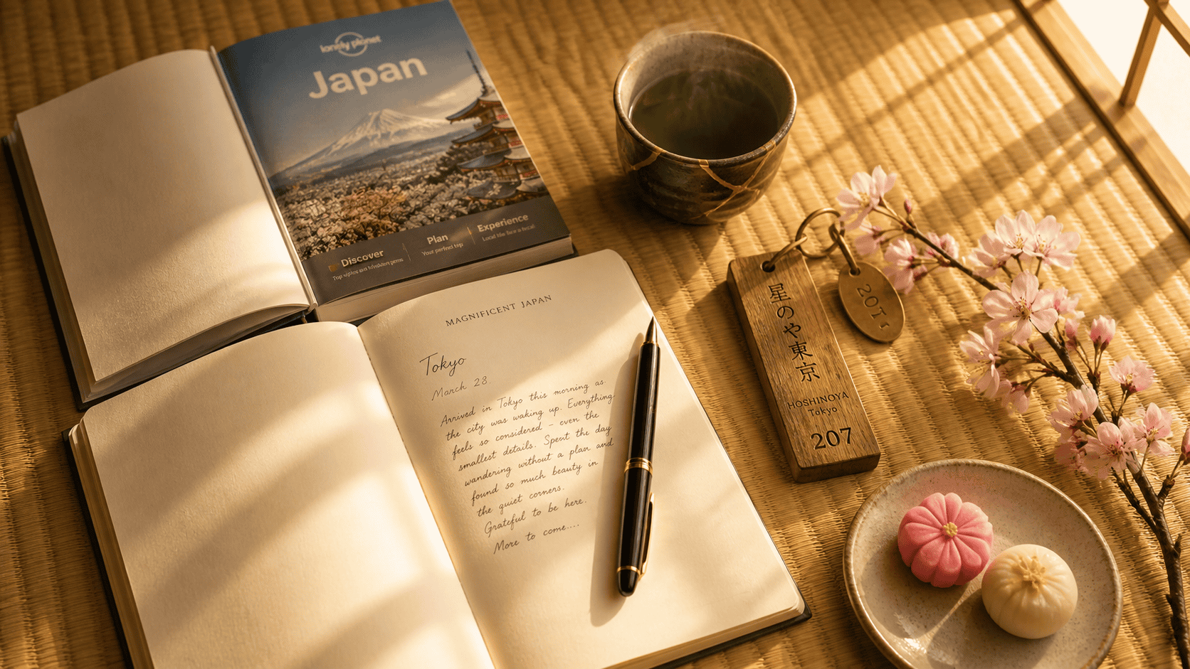 What to read, carry, and pack for solo travel in Japan — tatami flatlay