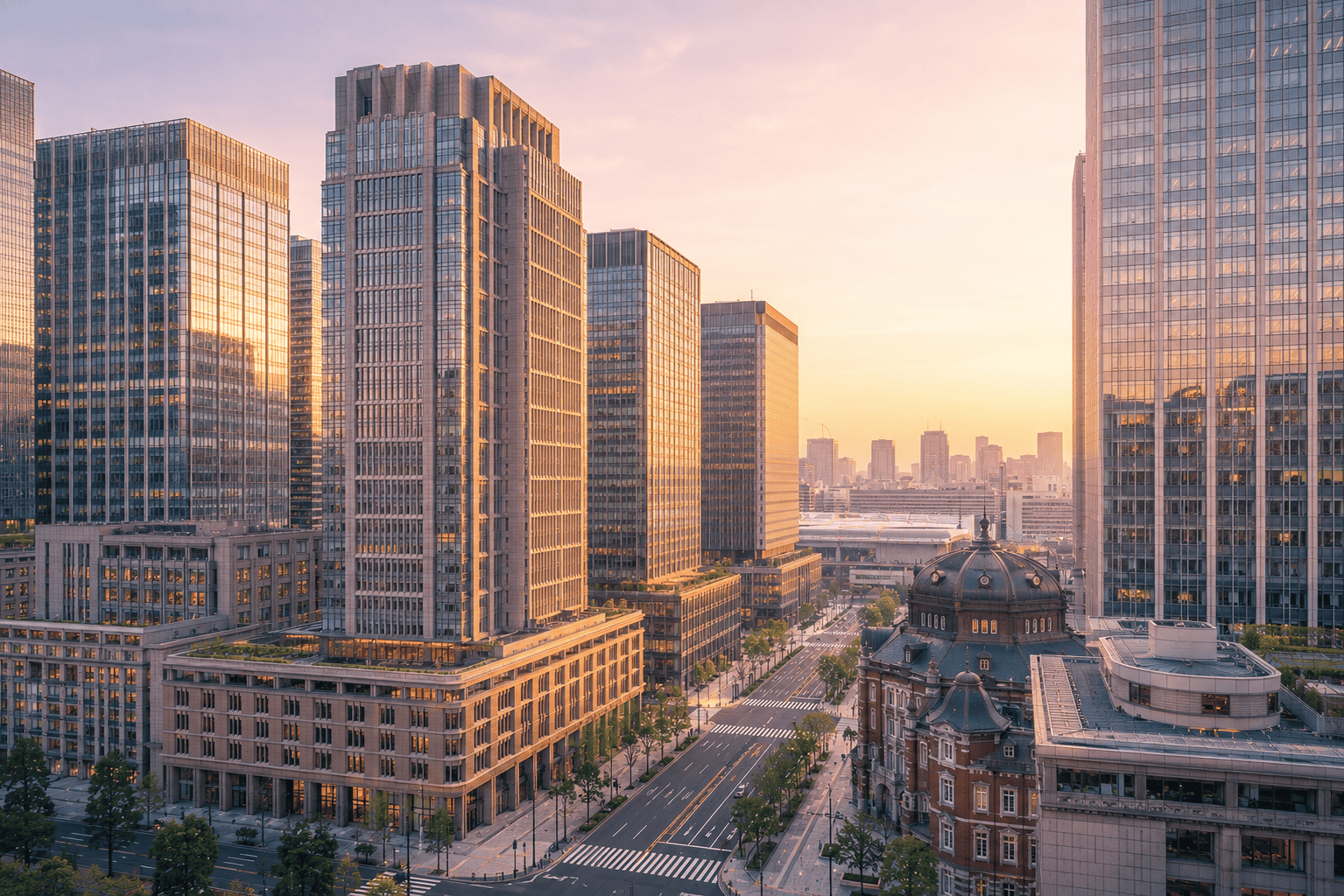 Osaka business district at dusk — a city option to start a business in Japan