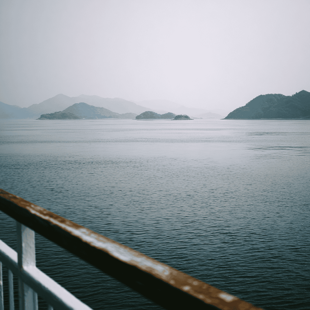 The Seto Inland Sea archipelago between Naoshima, Teshima, and Inujima — small green islands seen from a passenger ferry
