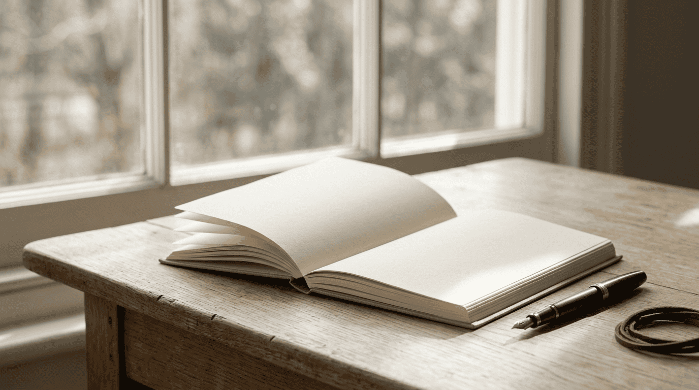 The Ikigai Journal — a digital 90-day practice journal shown on a writing desk