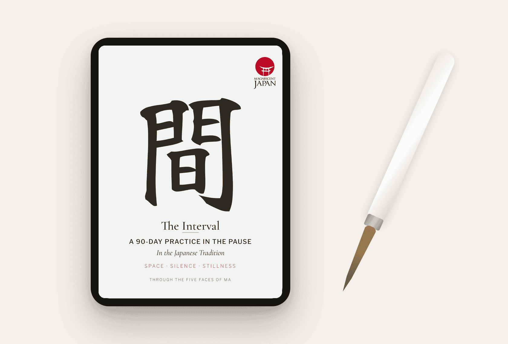 The Interval, a 90-day ma journal, shown on a tablet with a stylus
