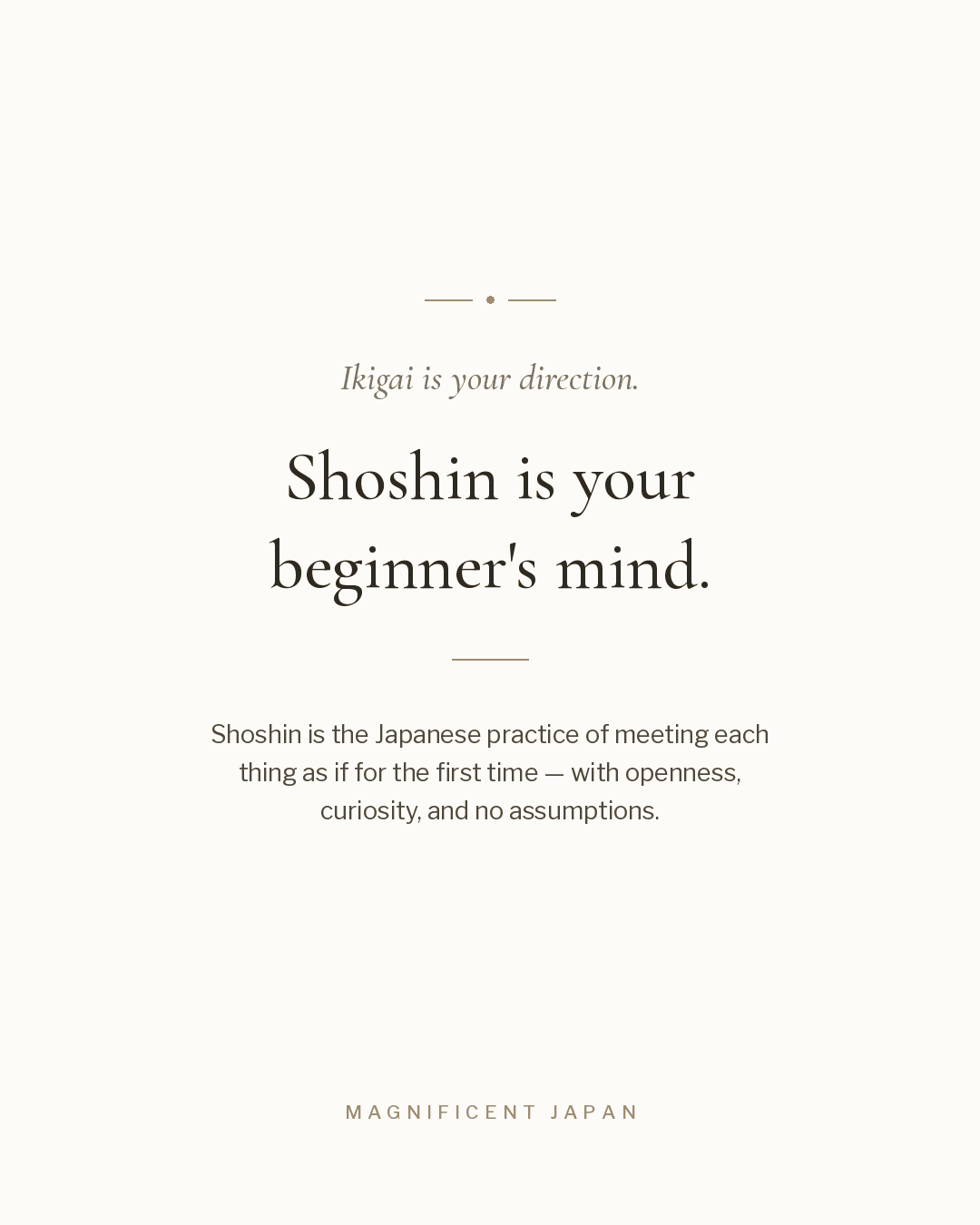Ikigai is your direction. Shoshin is your beginner's mind.