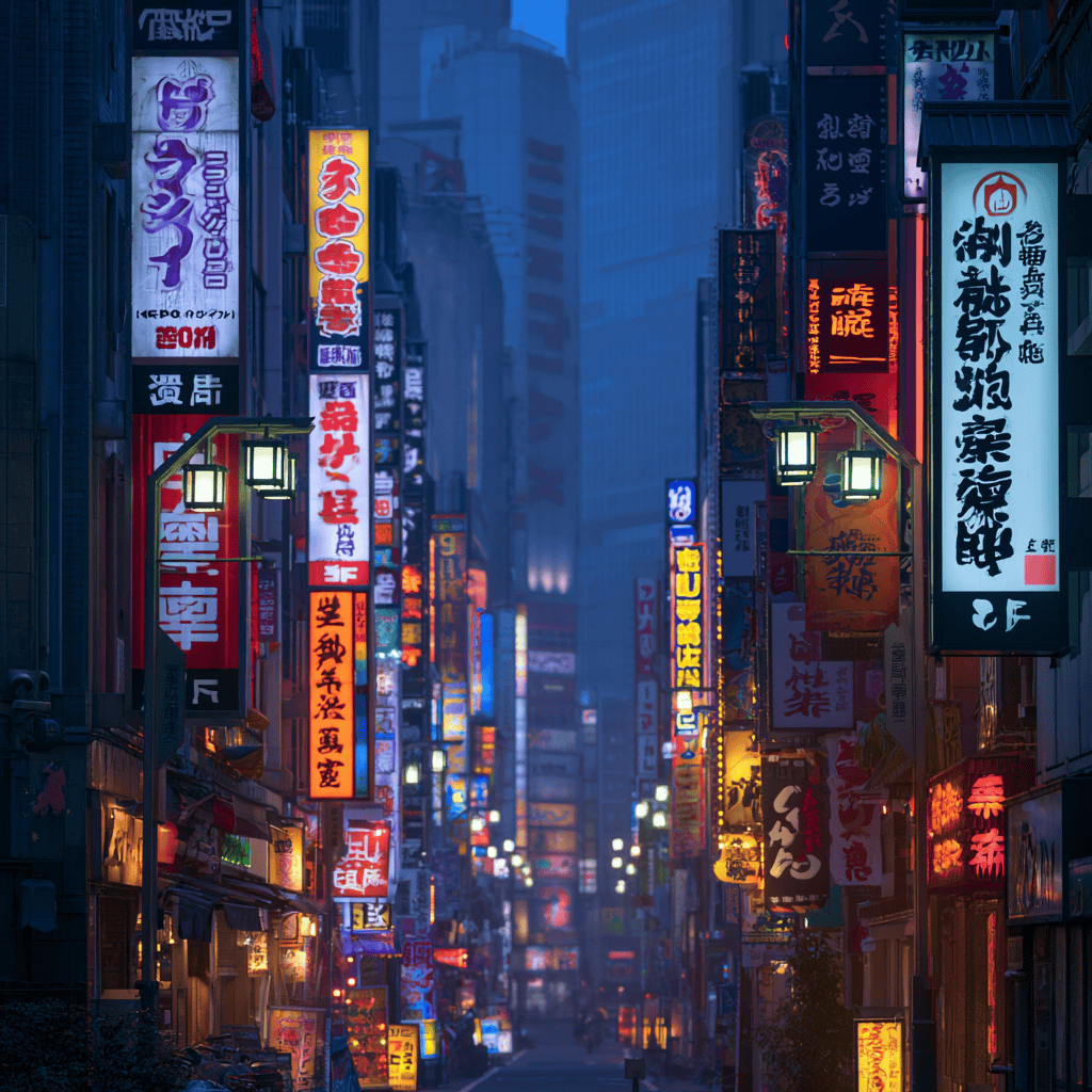 Dense neon signs glowing over Kabukicho in Shinjuku at night
