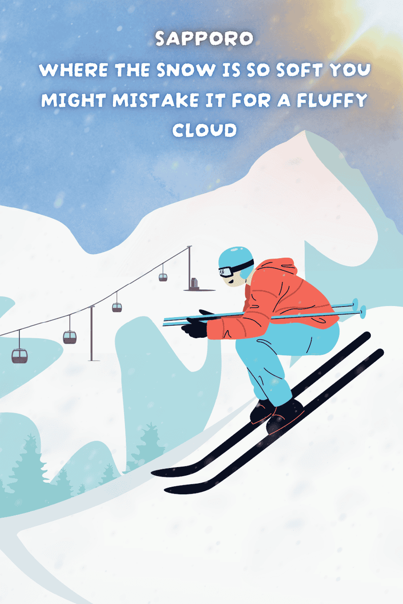 Powder Run Japan ski journal cover with a skier on blue mountains