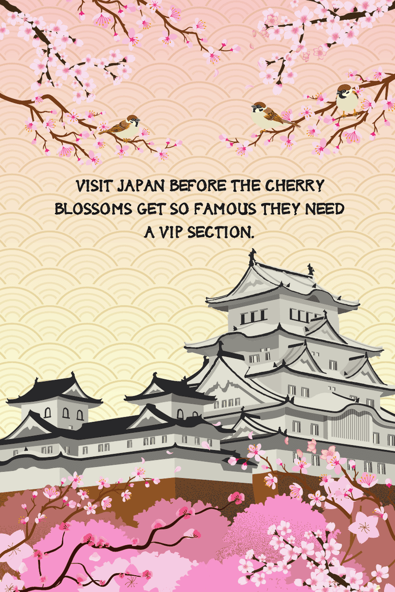 Sakura Castle Japan journal cover with a castle among cherry blossoms