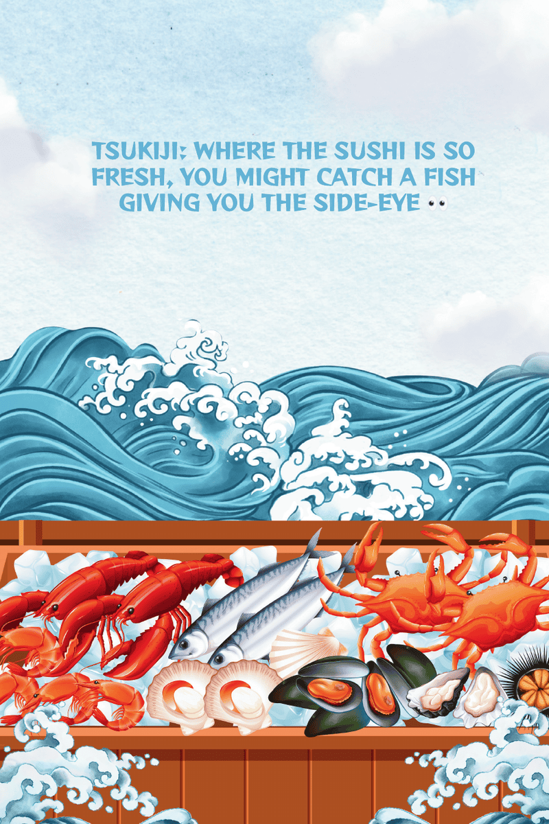 Tsukiji Waves Japan journal cover in woodblock-style waves
