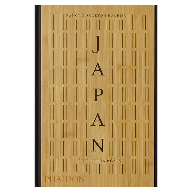 The cover of Japan: The Cookbook with a bamboo pattern and vertical title