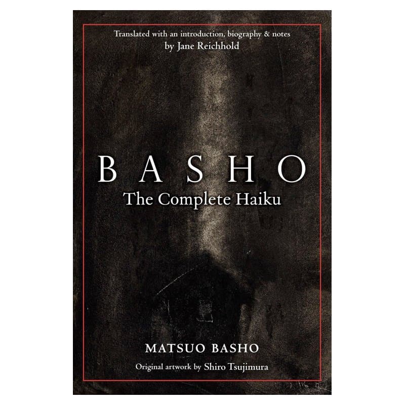 The cover of Basho: The Complete Haiku with a dark painted background and gold title