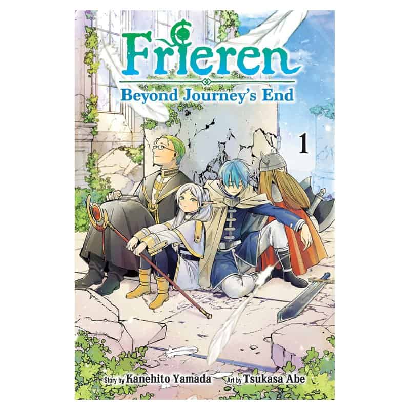 The cover of Frieren: Beyond Journey's End volume one showing an elf mage and her companions