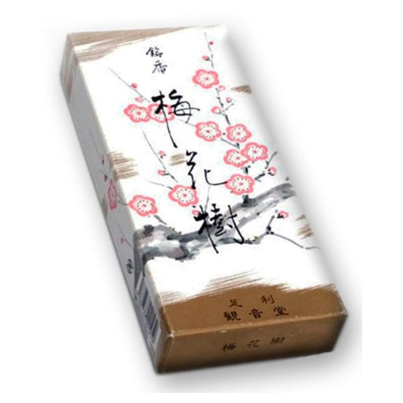 A long box of Shoyeido Baika-ju plum blossom incense with a painted plum branch