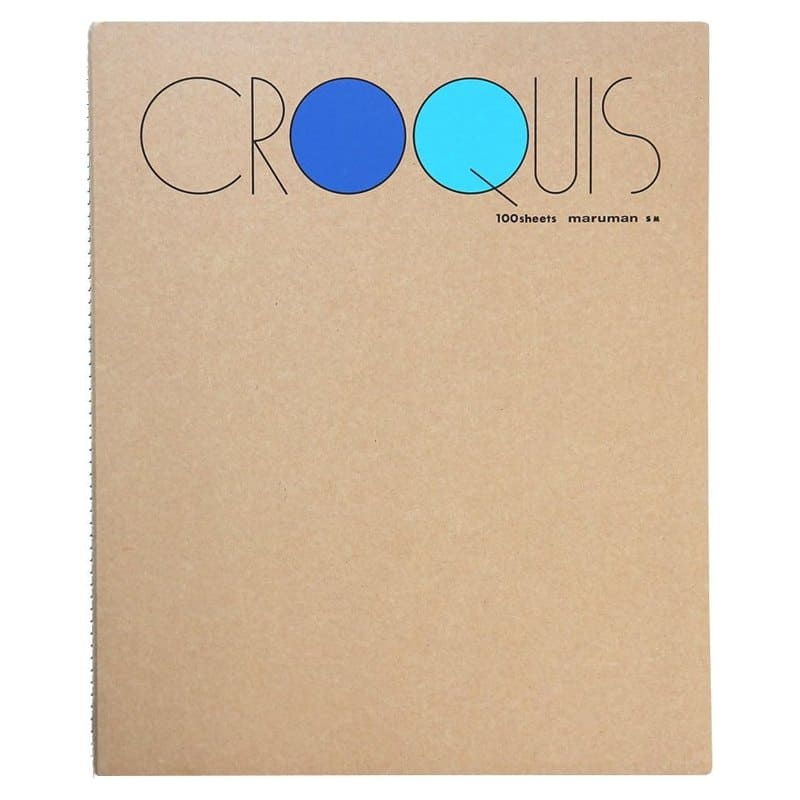 A Maruman Croquis drawing pad with a blue cardboard cover, medium size