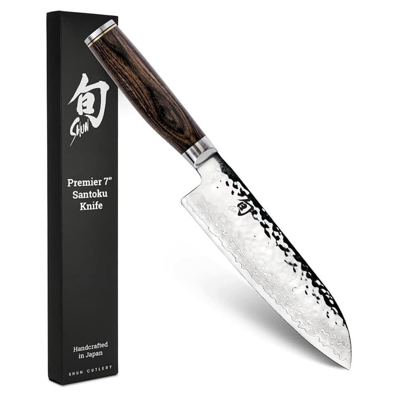 Shun Premier seven-inch santoku knife with a hammered blade