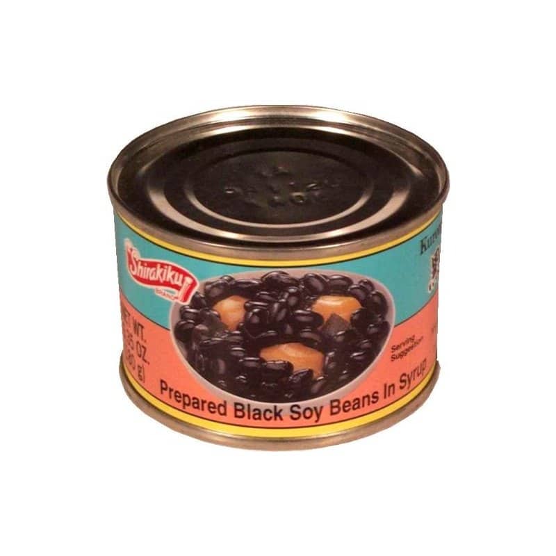 A pack of Shirakiku Kuromame Takarani, sweet black soybeans in syrup