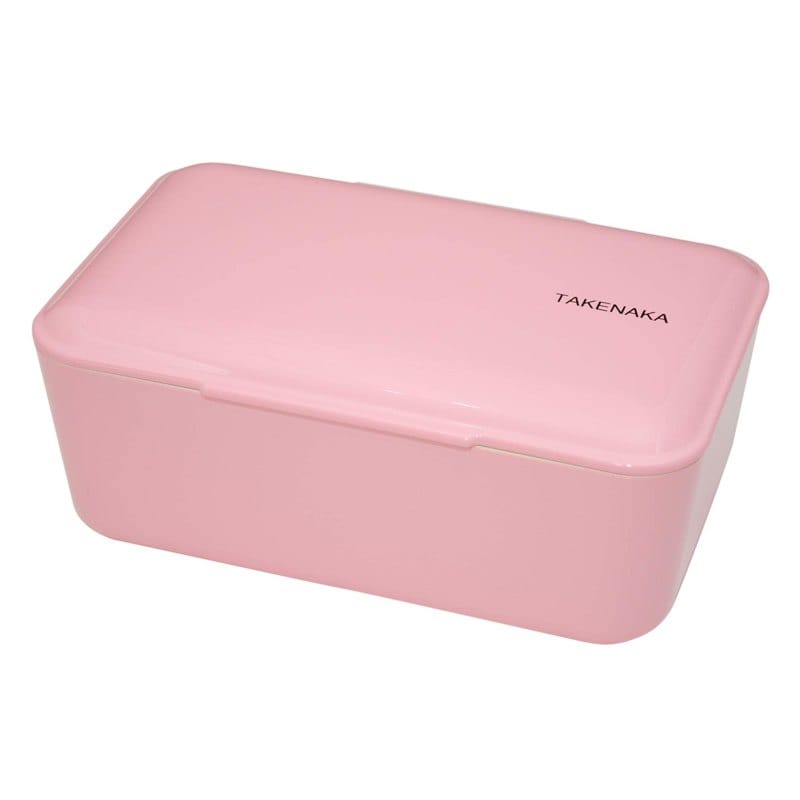 A candy-pink Takenaka Bento Bite Box made from recycled plastic bottles