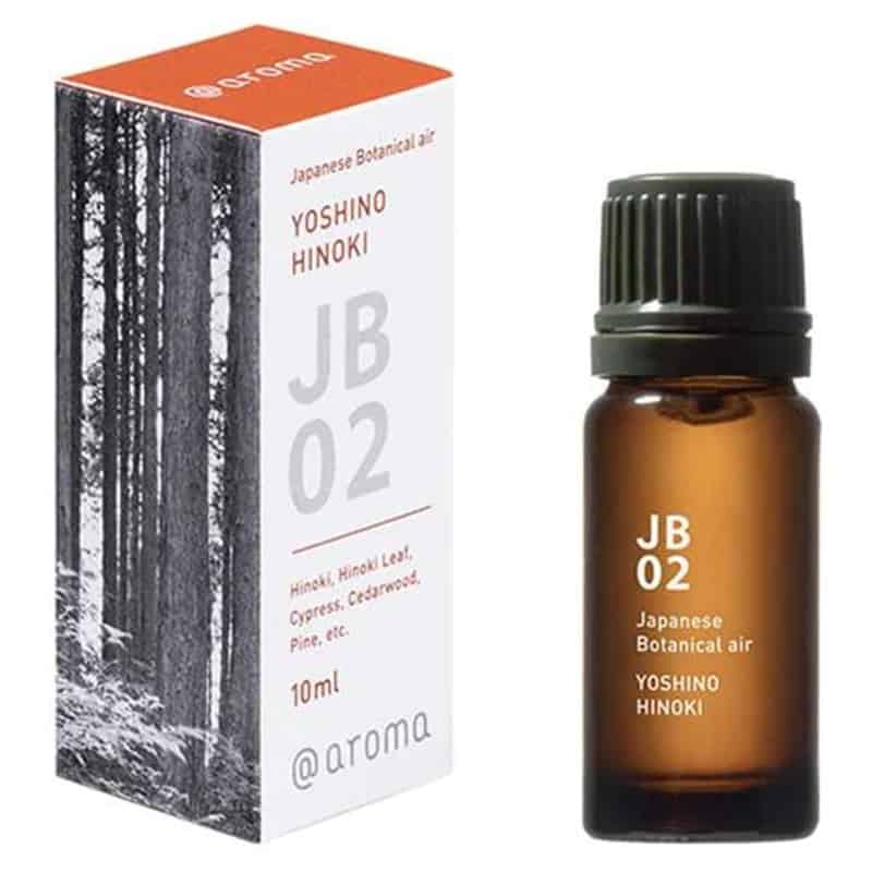A small bottle of Yoshino Hinoki Japanese botanical essential oil