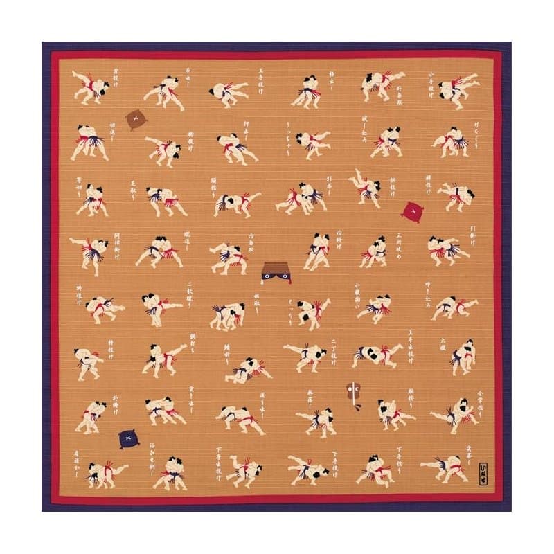 Furoshiki wrapping cloth with a sumo wrestler print