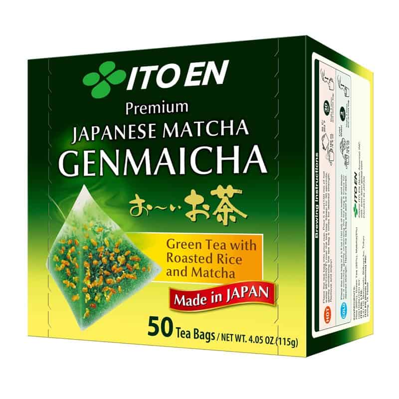 A green box of Ito En premium matcha genmaicha tea bags