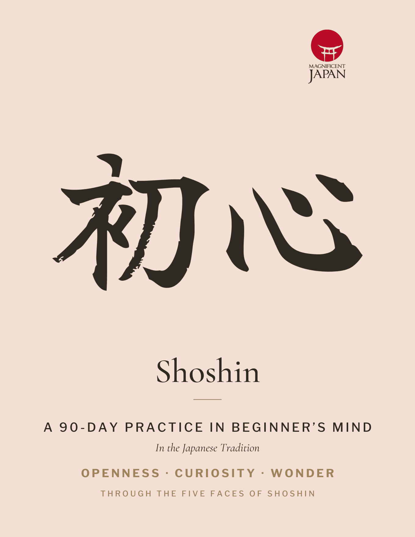 The Shoshin journal by Magnificent Japan, a 90-day practice in beginner's mind with brush kanji on a cream cover
